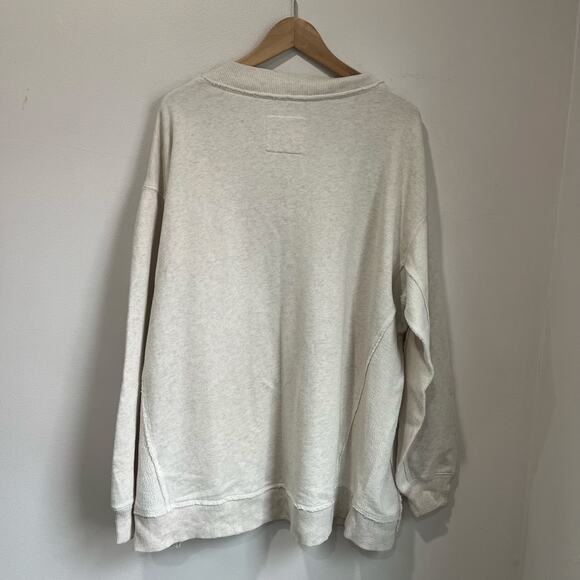 Aerie Vacay Every Day Oversized V Neck Sweater Beige Cozy Lounge Size M - Picture 3 of 9